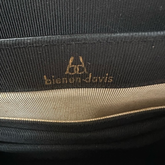 Bienen-Davis Vintage Mid-Century Structured Black Leather Purse Bag One Handle - Picture 9 of 9